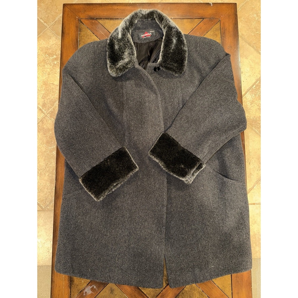 Vintage Alorna Wool Coat Womens 24W Gray Button Lined Pockets Penny Lane US Made